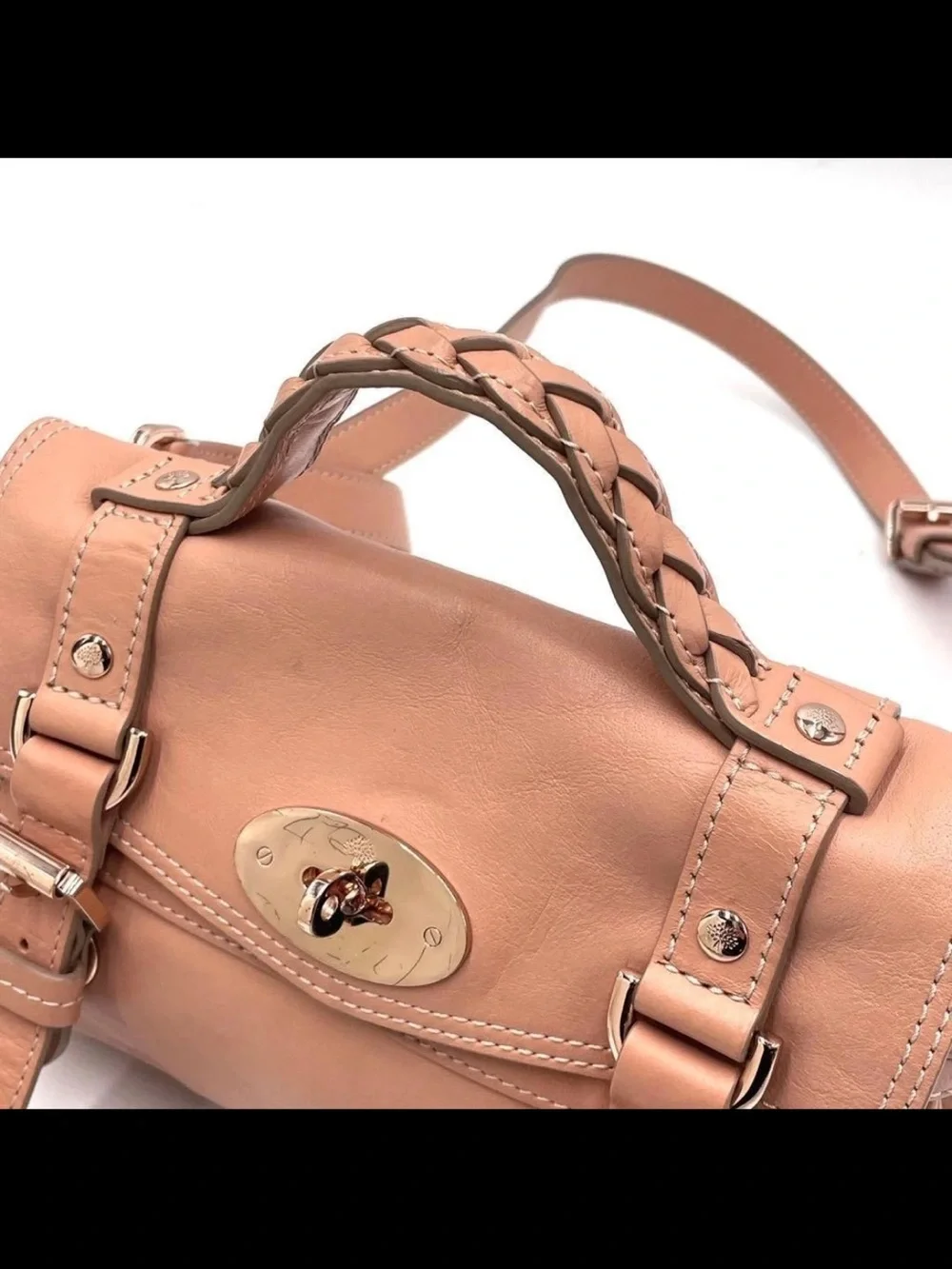 Mulberry Blush Pink Leather Satchel with Gold Hardware